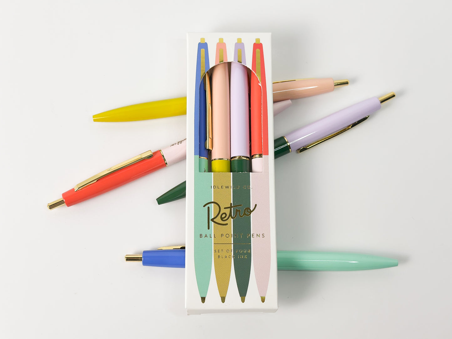 Rainbow Retro Pen Set of 4