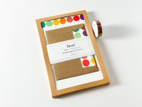Rainbow Dot Letter Writing Stationery Set